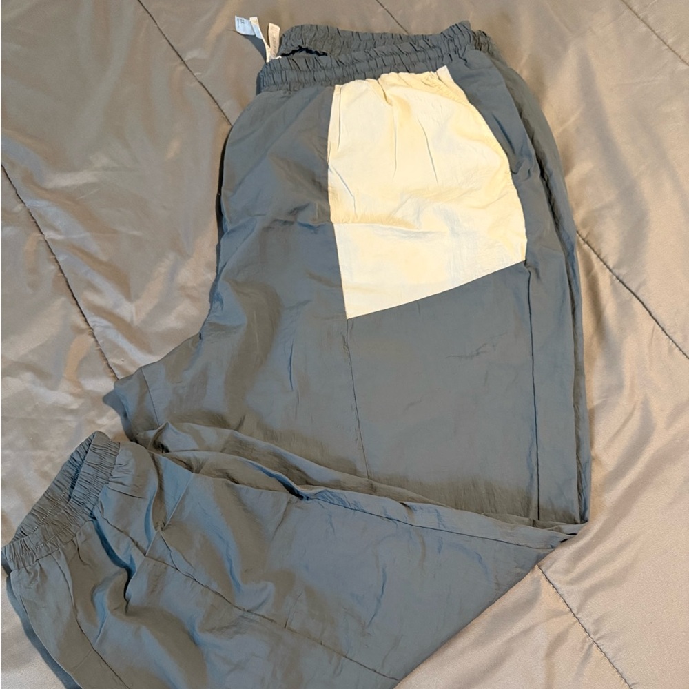 Fabletics Gray and Cream Track Pants for Modern Comfort